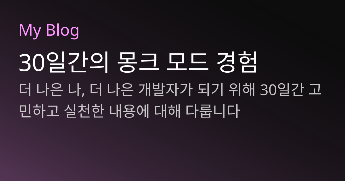 30일간의 몽크 모드 경험